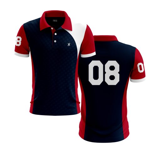 Elite Varsity-Inspired Performance Polo with Bold Number Accents in Red, Navy & White - Image 5