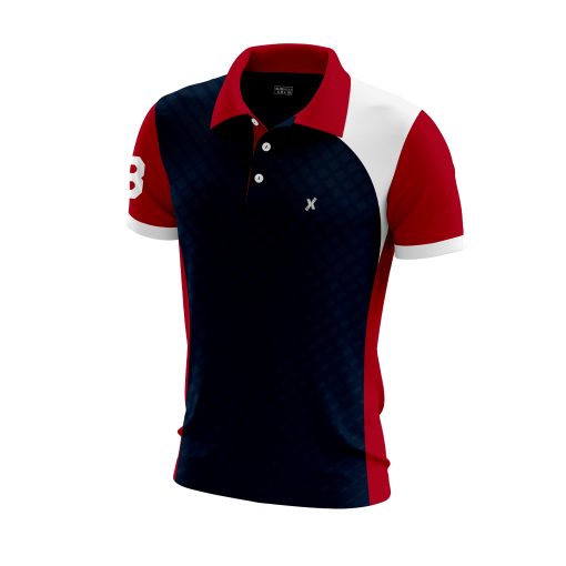 Elite Varsity-Inspired Performance Polo with Bold Number Accents in Red, Navy & White