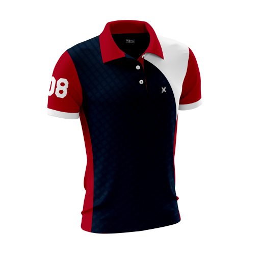 Elite Varsity-Inspired Performance Polo with Bold Number Accents in Red, Navy & White - Image 7