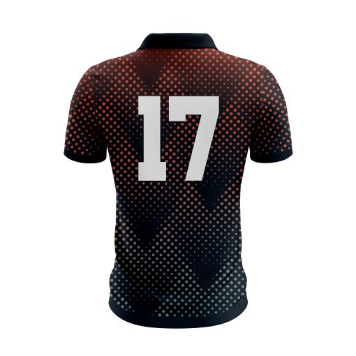 Gradient Dot Fade Polo Shirt with Retro No. 17 Print – Modern Athleisure in Black, Red & Cream - Image 2