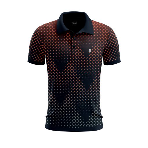 Gradient Dot Fade Polo Shirt with Retro No. 17 Print – Modern Athleisure in Black, Red & Cream - Image 3