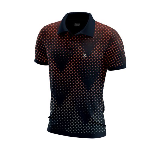 Gradient Dot Fade Polo Shirt with Retro No. 17 Print – Modern Athleisure in Black, Red & Cream