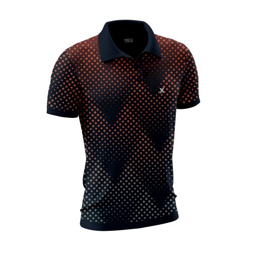 Gradient Dot Fade Polo Shirt with Retro No. 17 Print – Modern Athleisure in Black, Red & Cream - Image 6