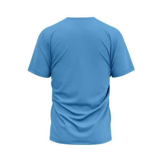 Sky Blue Minimalist Short Sleeve T-Shirt Featuring Embroidered Orange Accent Logo - Image 2
