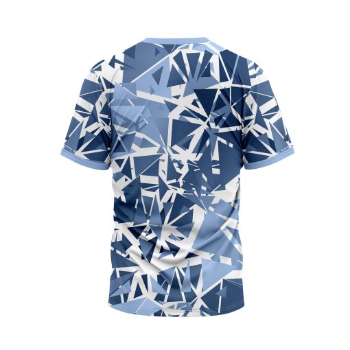Fracture Ice Shard Abstract T-Shirt in Frosted Blue and Navy Geometric Print - Image 3
