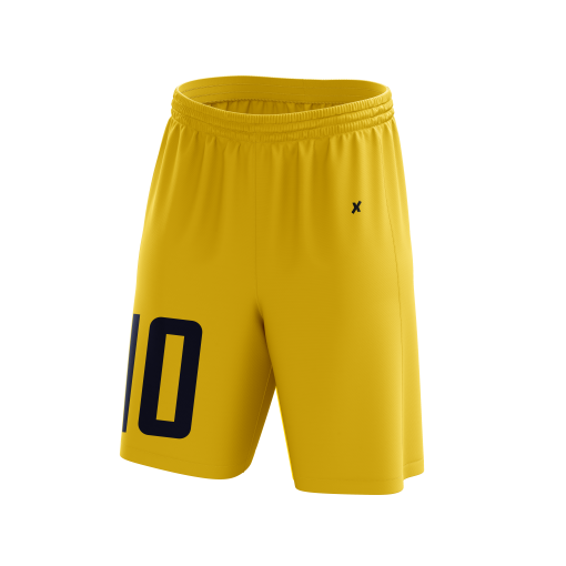 Bold Yellow Performance Soccer Shorts Featuring Large Black Number 10 Print– Lightweight, Breathable Design for Maximum Mobility and Athletic Style