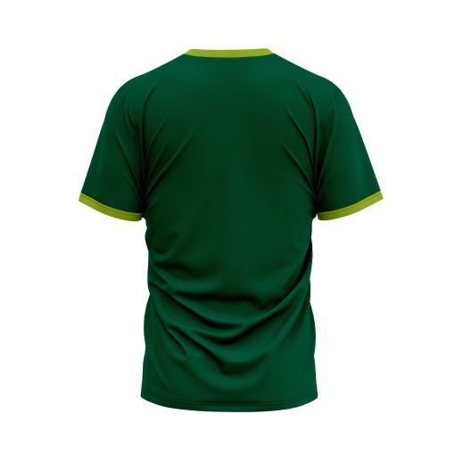 Evergreen Velocity Tee – Deep Forest Green with Dual Lime Stride Bands and Contrast Trim - Image 2