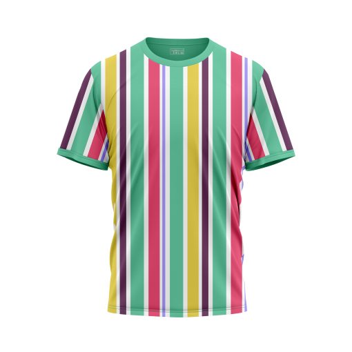 Vibrant Multi-Stripe Retro Colorblock Tee – Bold Vertical Stripes