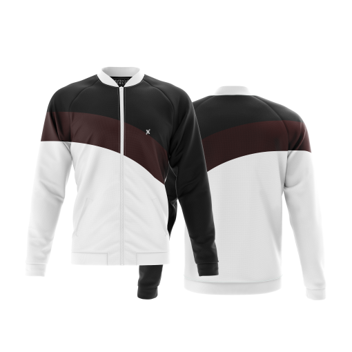 Elite Curve Soccer Jacket – Black White Maroon - Image 4