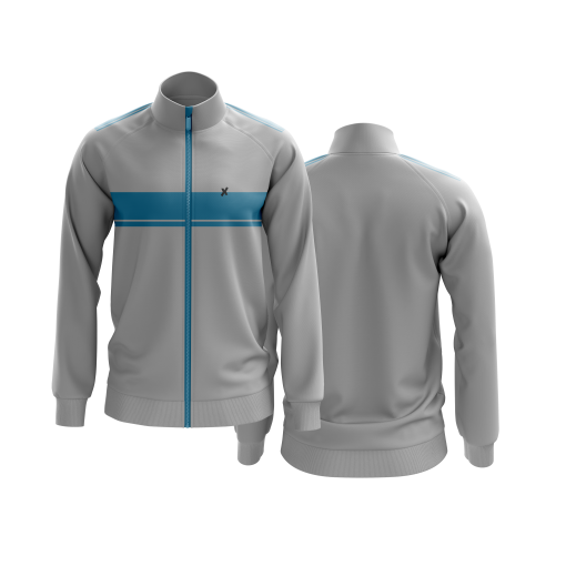 Custom Skyline Track Jacket – Steel Blue Stripe Design Manufacturer - Image 5
