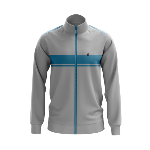 Custom Skyline Track Jacket – Steel Blue Stripe Design Manufacturer - Image 3
