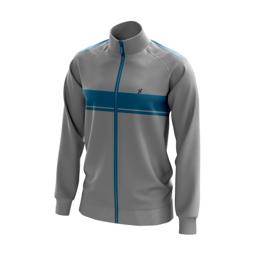 Custom Skyline Track Jacket – Steel Blue Stripe Design Manufacturer