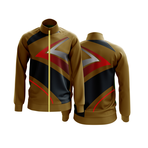 Gold Apex Performance Soccer Jacket – Elite Edition with Angular Red & Black Graphic Panels - Image 5