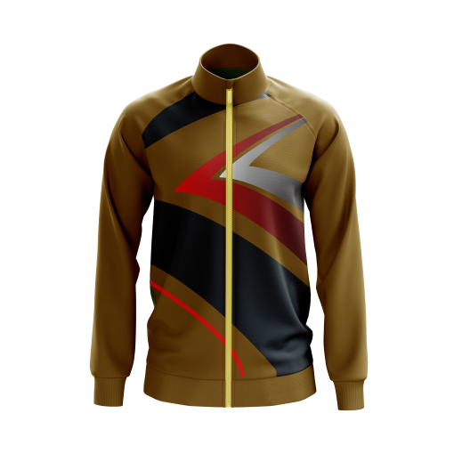 Gold Apex Performance Soccer Jacket – Elite Edition with Angular Red & Black Graphic Panels - Image 4