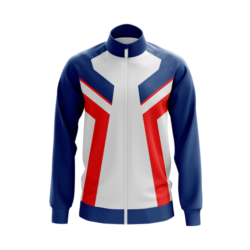 Patriotic Performance Soccer Jacket – White, Red & Blue Track Jacket Featuring Bold V-Stripe Front Design - Image 3