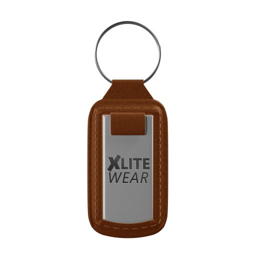 Rugged Brown Leather and Metal XLITE WEAR Keychain